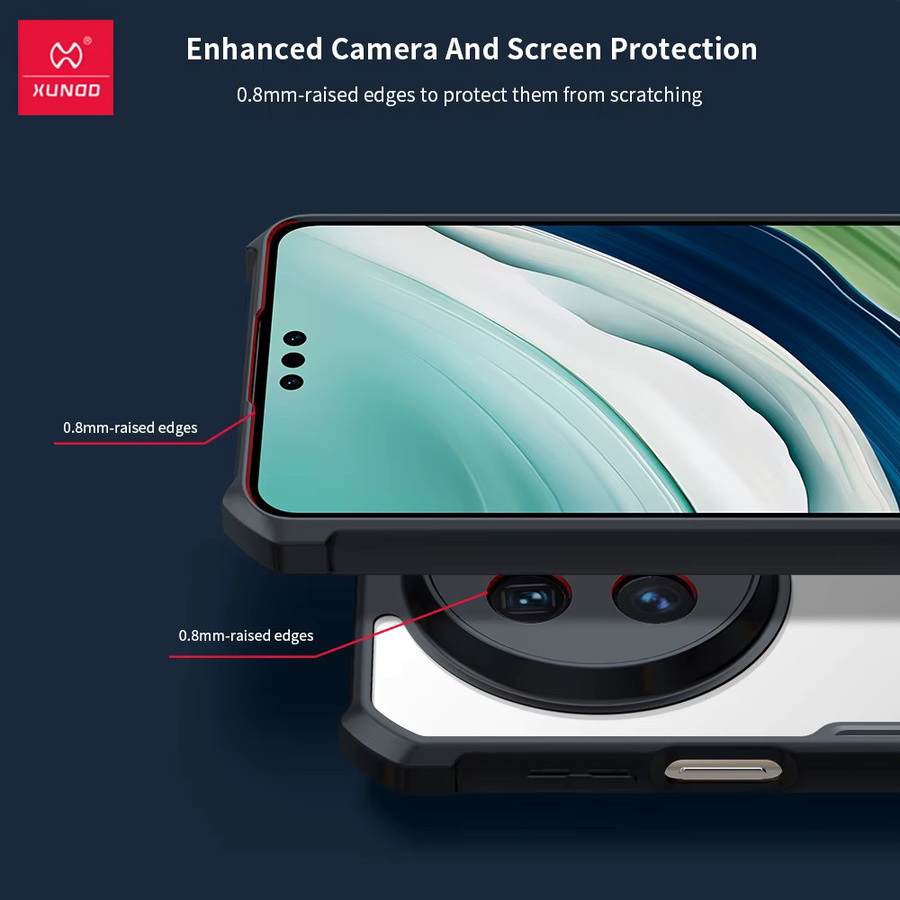 Xundd Schutzhülle für Huawei Mate 70 und Huawei Mate 70 Pro Plus, stoßfeste Airbag-Schale mit magnetischer Standfunktion, transparent/schwarz - Bild 3