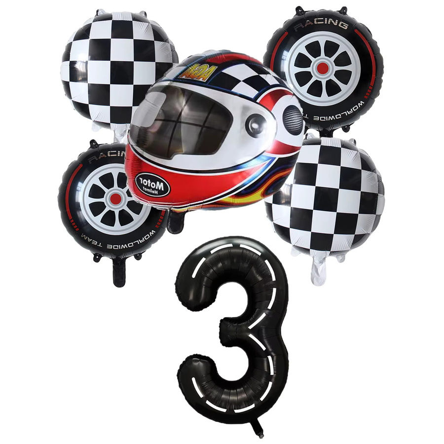 LQZZY Rennwagen und Motorrad Partyballons für Kindergeburtstage in Schwarz mit geometrischen Motiven - Bild 2