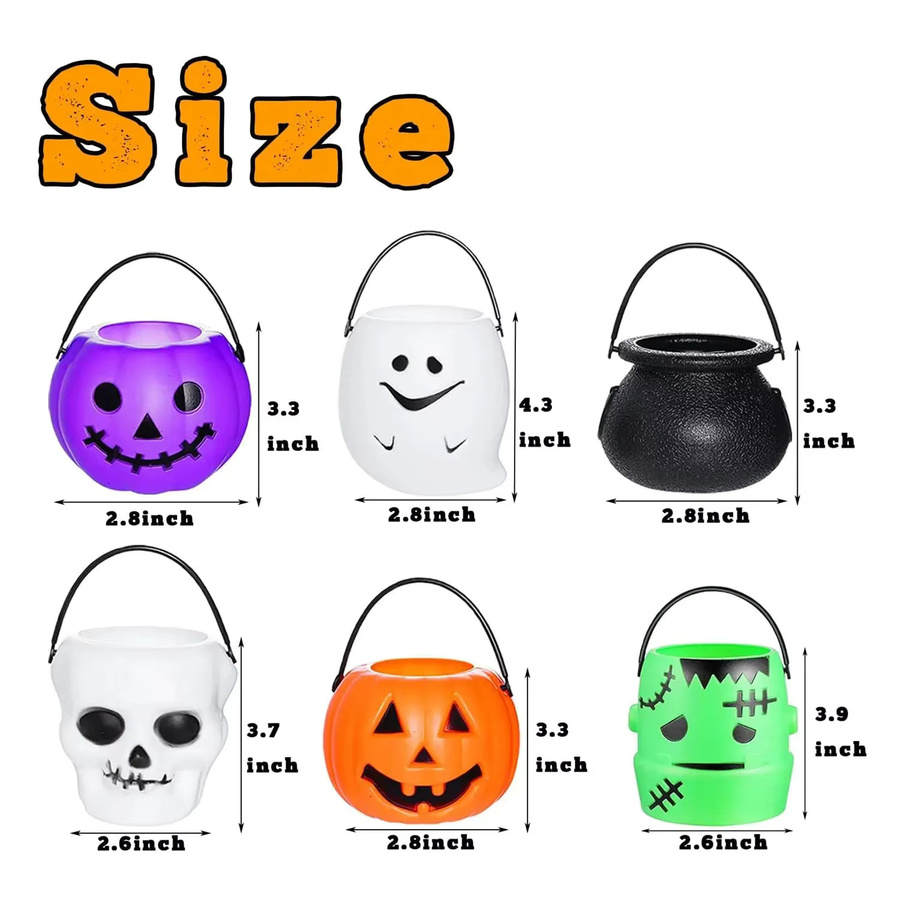PGY Halloween-Süßigkeitseimer aus Kunststoff in Multicolor als Partyzubehör für Kinder mit Kürbis-Geist-Kessel Design - Bild 4
