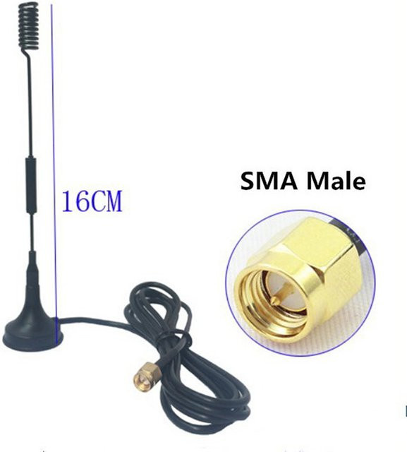 SD&HI 12 dBi 433 MHz Halbwellen-Dipolantenne mit SMA-Stecker und Magnetfuß in Schwarz - Bild 1