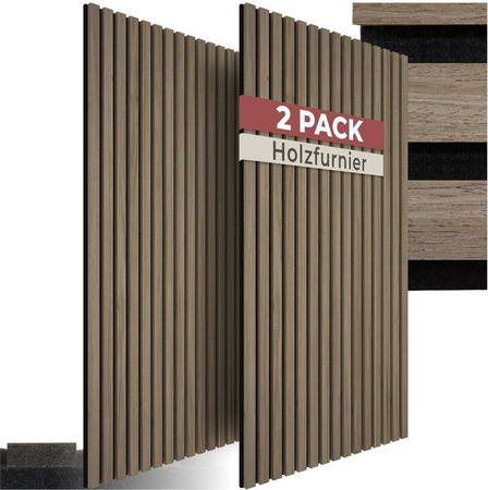 tectake Akustikpaneele für die Wand in Eiche dunkel mit Echtholzfurnier und MDF