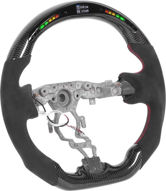 Awinner Carbonfaser-LED-Schaltanzeige-Lenkrad mit Wildlederbezug für Nissan 370z 2009–2020 in Grau/Schwarz - Bild 1