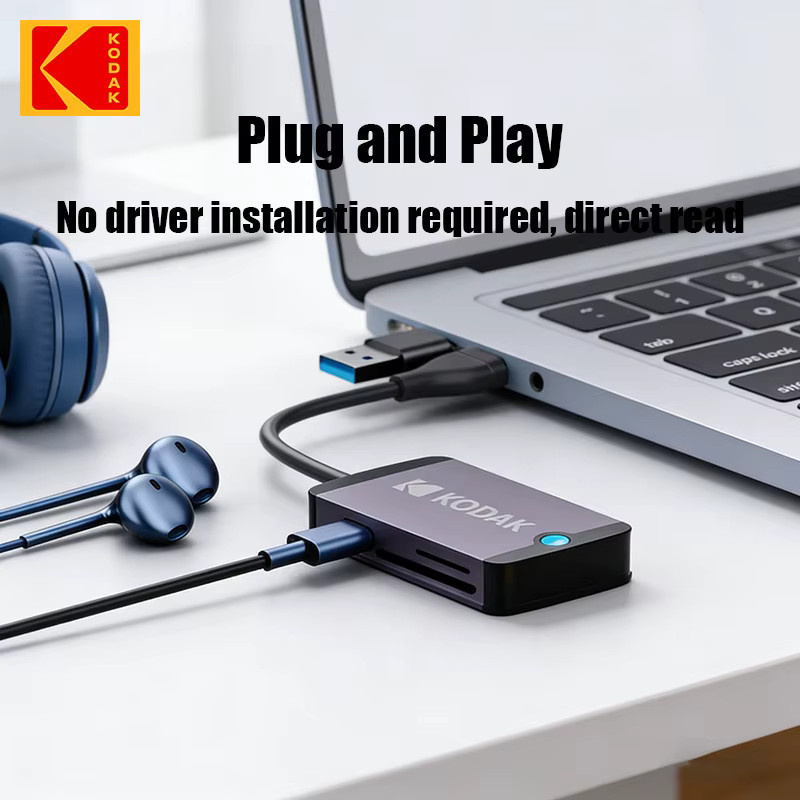 Kodak T320 Fünf-in-Eins Multifunktions-Kartenleser und USB-Hub mit USB 3.0, USB 2.0 sowie USB-C und SD/TF-Kartenleser - Bild 4
