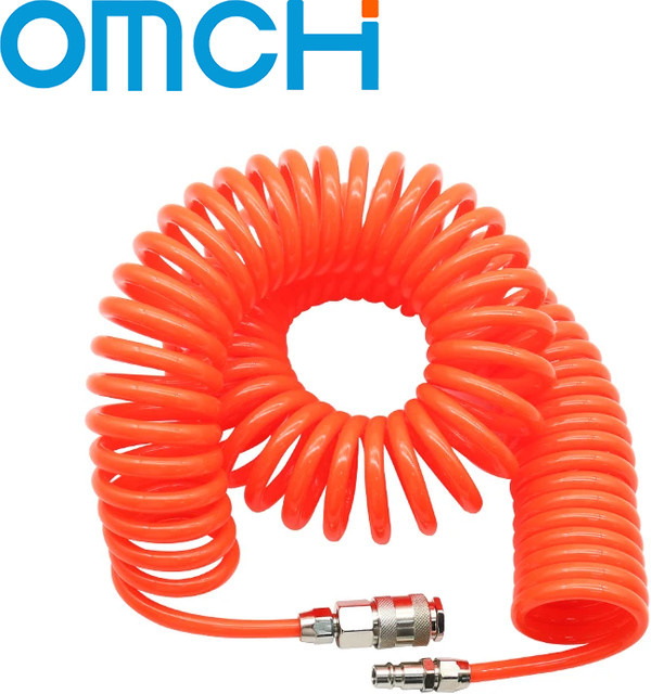OMCH PU-Rohr Polyurethan-Luftkompressorschlauch in Orange mit EU/C(JP)-Typ-Anschluss, flexibler Federspiralrohr-Werkzeuganschluss, 8 mm x 5 mm - Bild 1