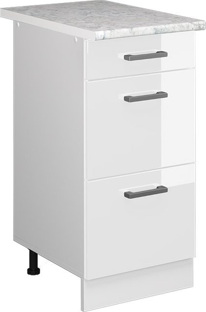 Vicco Küchenunterschrank R-Line Weiß Hochglanz mit Schubladen Breite: 40 cm - Bild 1
