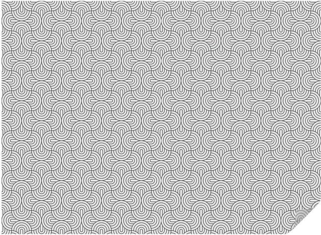 Tulup Fensterfolie mit geometrischem Halbkreis-Muster als Sichtschutz, selbstklebend, Schwarz-Weiß, Breite: 200 cm, Höhe: 146 cm - Bild 1