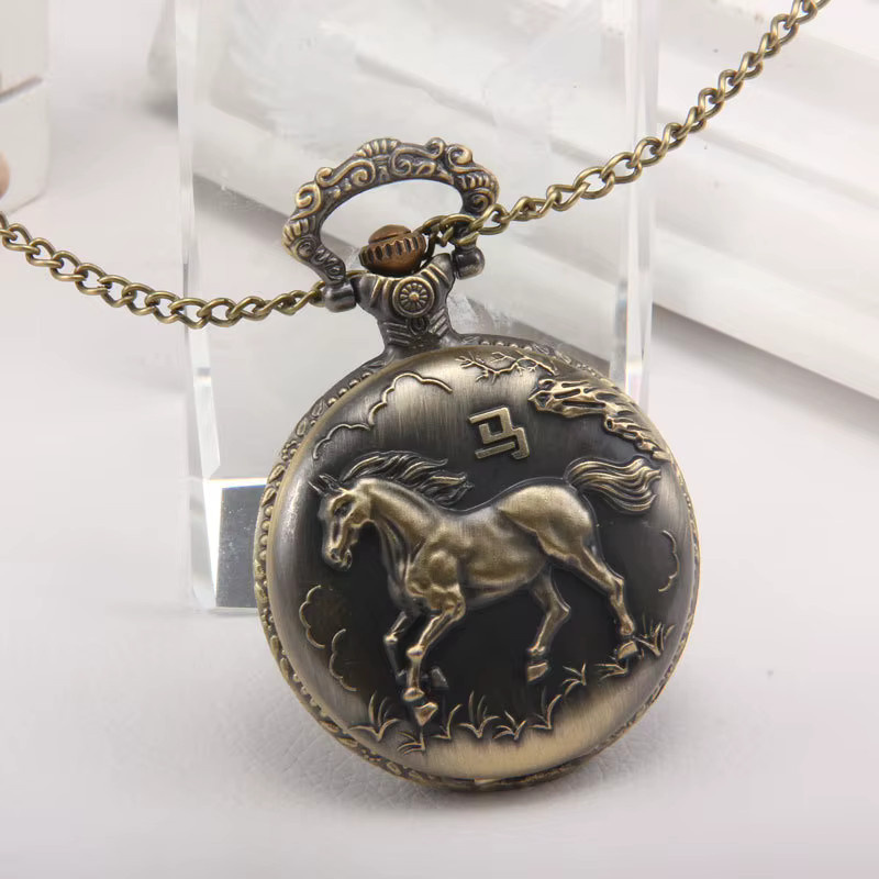 Taschenuhr Quarz, Messing, Gold, Vintage, Unisex - Bild 5
