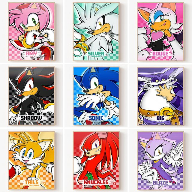 Potdemiel Anime Sonic Charaktere Leinwand Wandkunst Mehrfarbig - Bild 1