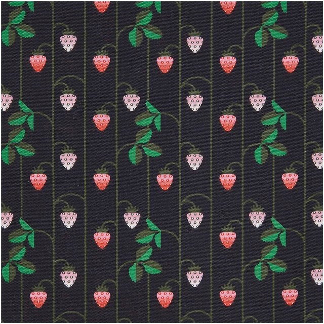 Rico Design Stoffabschnitt Canvas Erdbeeren blau multicolor B/H: 50 x 140 cm - Bild 1