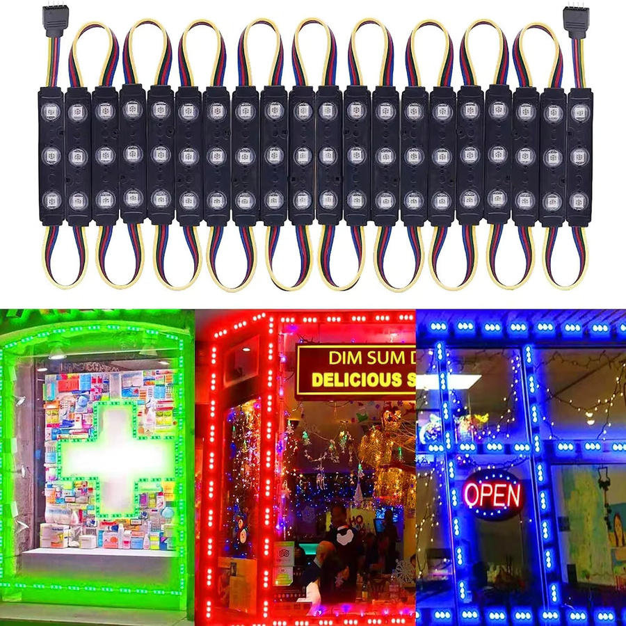 MERRYLE 20er Set RGB LED-Module 12V mit Leistungsregler, wasserdichte 5050 RGB Lichter in Multicolor für Schaufenster und Werbeschilder - Bild 4