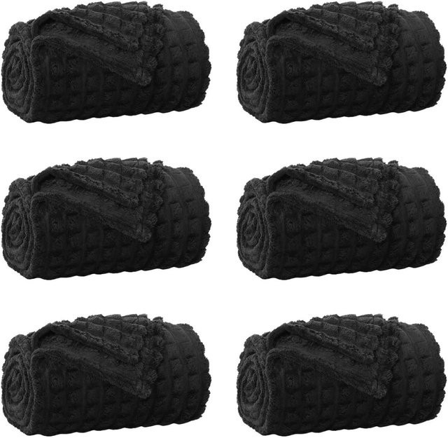 6er-Set vidaXL Fleece-Wohndecken in Schwarz, weich und pflegeleicht, B/T: 150 x 130 cm - Bild 1