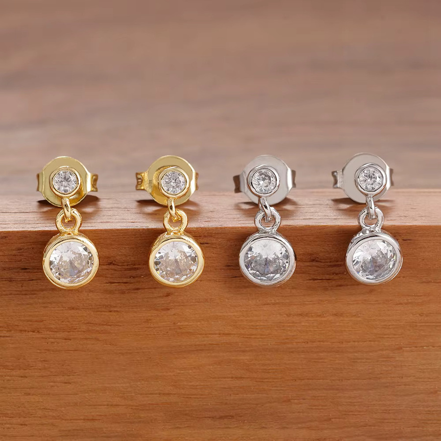 Ohrstecker Tropfen Ohrringe, 14K vergoldet, Zirkonia, Damen - Bild 1