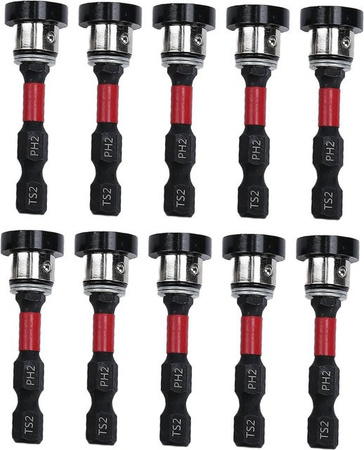 KONNWEI 10 Stück Magnetisches PH2 Schraubendreher Bit Set mit abnehmbarem Aluminiumkragen in Multicolor aus Stahl