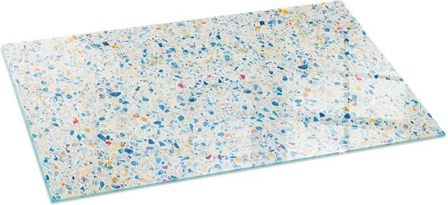 Tulup Glasplatte für Kamin mit abstraktem Texturmuster in Weiß, B/H: 140 x 70 cm - Bild 1