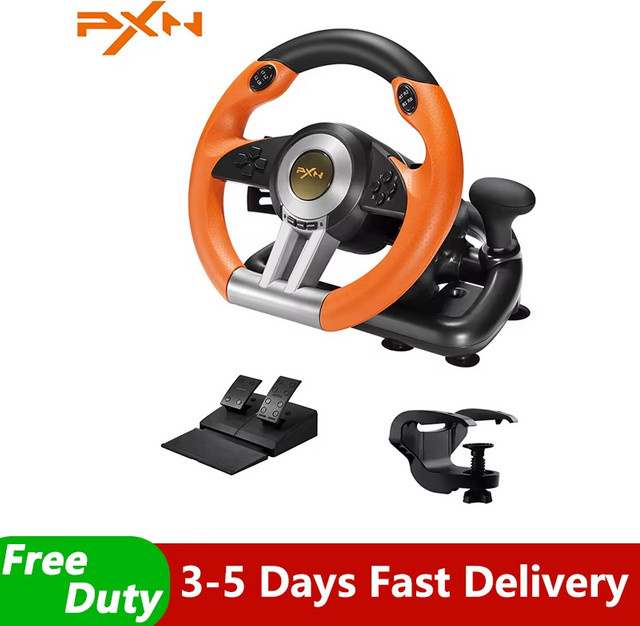 PXN V3 Pro Gaming-Lenkrad in Orange für PC, PS3, PS4, Xbox One, Xbox Series X/S und Nintendo Switch - Bild 1