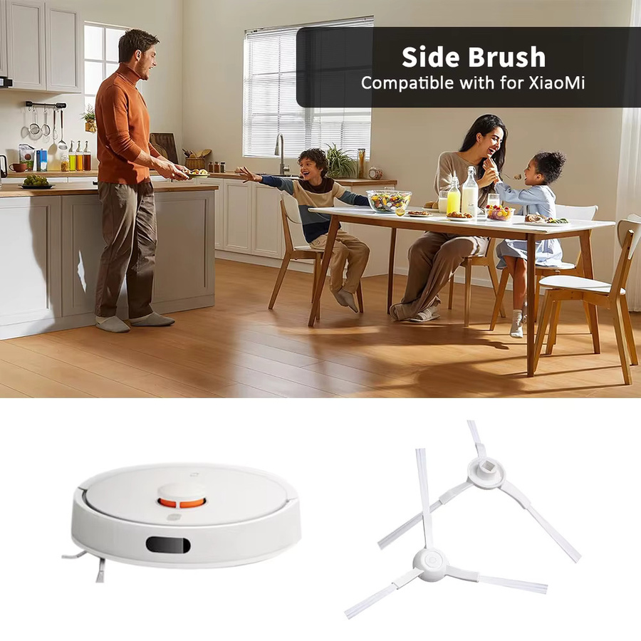 WINDNINJA Seitenbürstenzubehör in Weiß für Xiaomi 3C Plus E12 E10 B112 S20 D106 E10C C103 3C Enhanced Edition Staubsauger-Ersatzteile - Bild 2