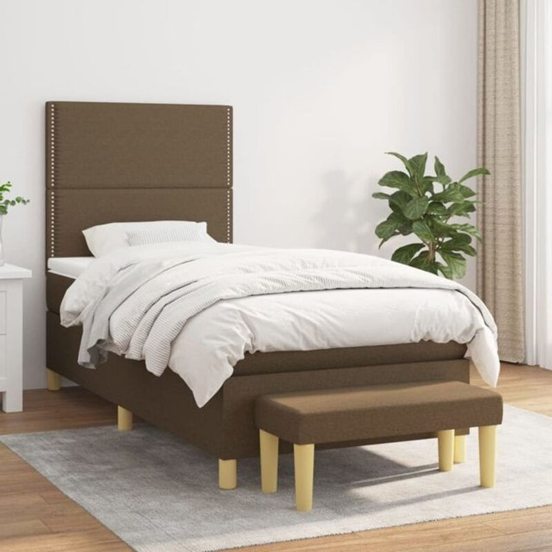 vidaxl Boxspringbett mit Matratze aus Stoff in Braun, B/T/H: 200 x 100 x 118 cm - Bild 1