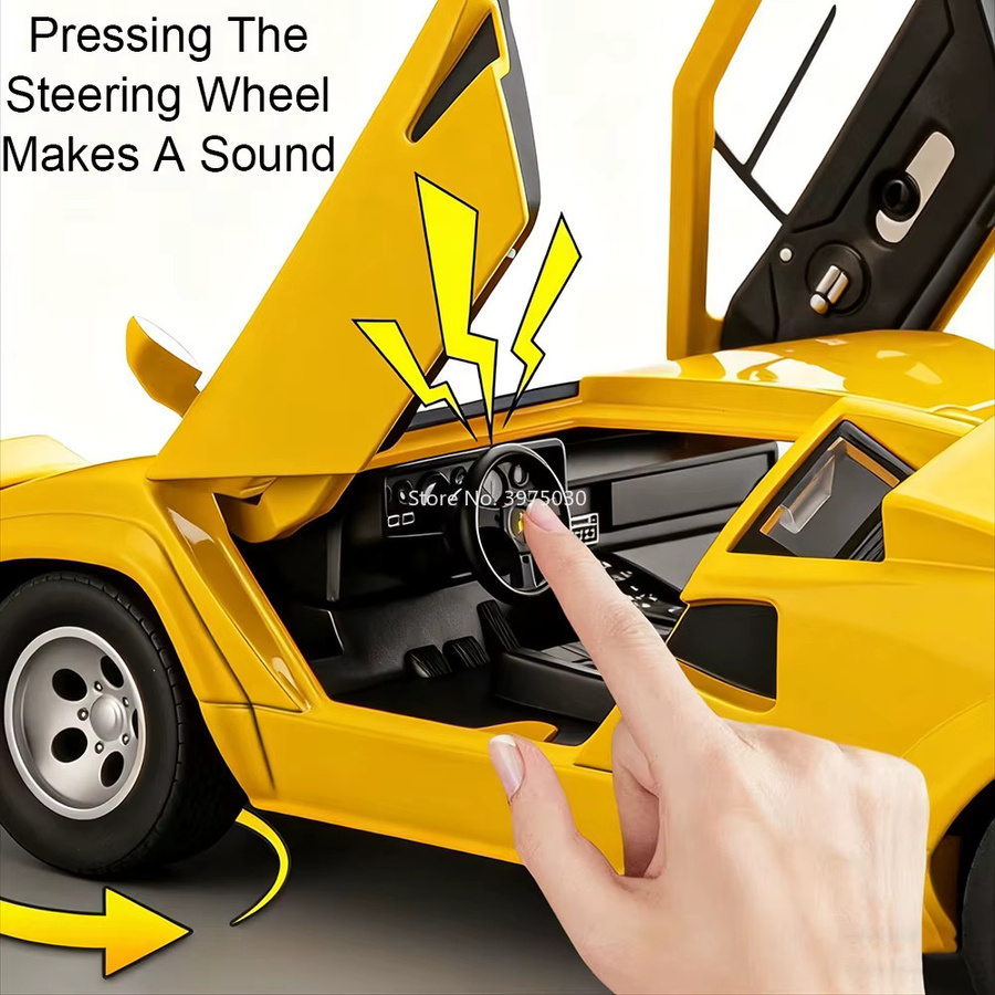 RMZ city Lambor Countach LP500S Yangwang U9, Modellauto, 1:24, schwarz, gelb - Bild 1