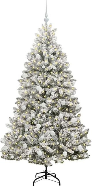 vidaXL Künstlicher Weihnachtsbaum in Grün und Weiß, Höhe: 180 cm, aus PVC und Metall - Bild 1