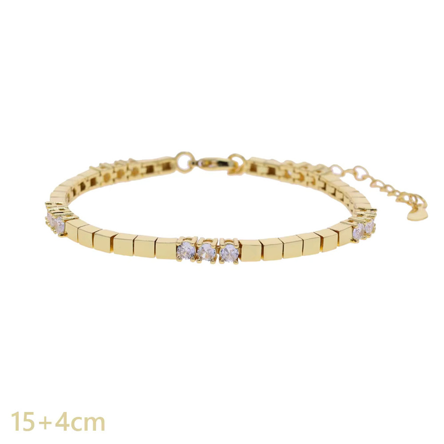 Charm-Gliederkette, Gold, Zirkonia, Damen - Bild 2