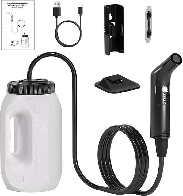 Wower Tragbares Elektrisches Bidet Schwarz mit 2,5 l Volumen für Reise und Camping - Bild 1