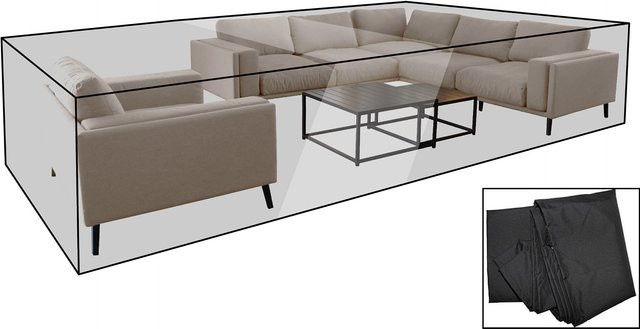 OUTFLEXX Premium Abdeckhaube für Gartenlounge in Schwarz, wasserbeständig, B/T/H: 397 x 373 x 56 cm - Bild 1