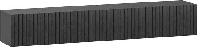 HOMCOM schwebendes TV-Möbel in Schwarz mit geriffelten Klapptüren, Wand-TV-Bank für Wohnzimmer und Schlafzimmer, Breite: 140 cm - Bild 1