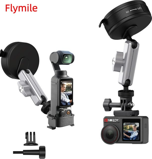 Flymile Kamera-Saugnapfhalterung in Schwarz für DJI Action 6, Pocket 4 3, OSMO 360, Insta360 X5, Ace Pro und GoPro Zubehör - Bild 1