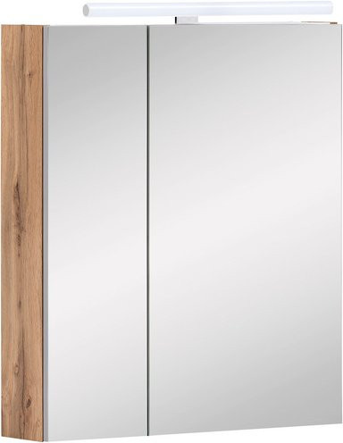 SCHILDMEYER Spiegelschrank Duo in Eiche Braun, 2-türig mit LED-Beleuchtung und Soft-Close, B/H/T: 60 x 75 x 16 cm - Bild 1