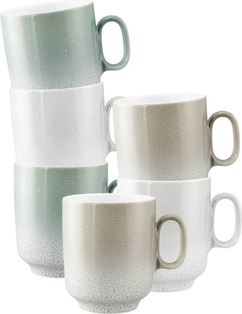 Seltmann Weiden Henkelbecher Sento Home aus Keramik, 6er Set, Weiß/Mehrfarbig, 400 ml