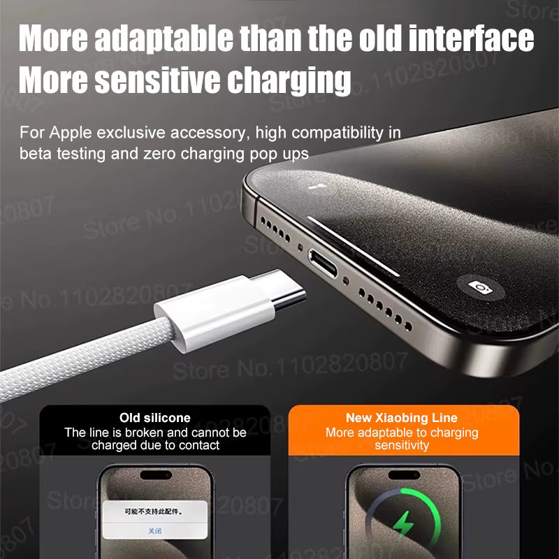 USB zu Typ C Schnellladekabel 40W für Apple iPhone 16 15 Pro Max und CarPlay, Datenleitung in Weiß oder Grün - Bild 3