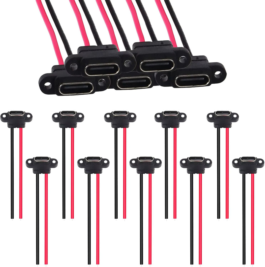 AOKIN 15 Stück USB-C 2-Pin SMD SMT Buchse Ladeanschluss mit Schraubenloch in Schwarz - Bild 3