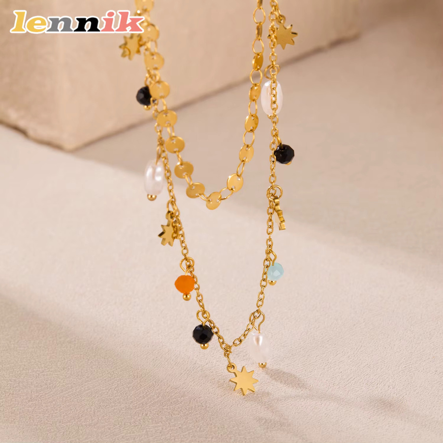 LENNIK Halskette, Edelstahl, Perle, Gold, Damen - Bild 2