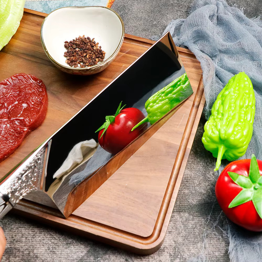 JUMCSONG 8,5-Zoll Chefmesser aus Goldpulverstahl in Silber und Weiß - Bild 4