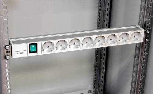 Schneider Electric NSYAPU19S8S Netzwerkschrank-Steckdosenleiste 19 Zoll, 1 HE, Schutzkontaktsteckdose, Farbe: Silber - Bild 1