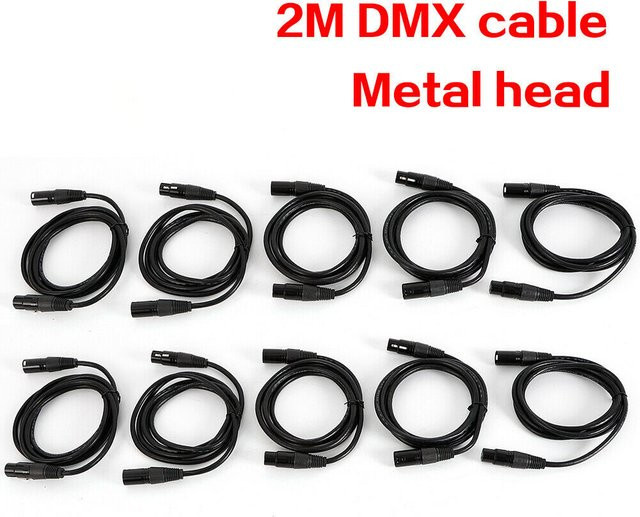 10er Set Bymaocar DMX-Audiokabel in Schwarz mit 3-poligen XLR-Steckern, 2 m Länge für Bühnenbeleuchtung und DMX-Signale - Bild 1
