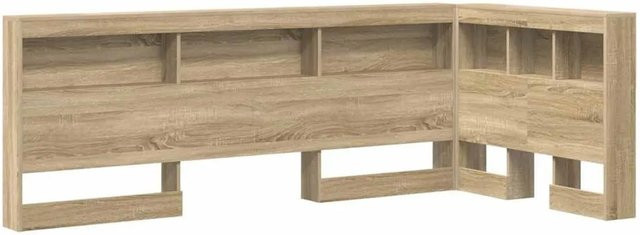 vidaXL Aufbewahrungskopfteil Sonoma-Eiche mit integriertem Regal und USB-Ladeport, Farbe: Braun, Breite: 80 cm - Bild 1