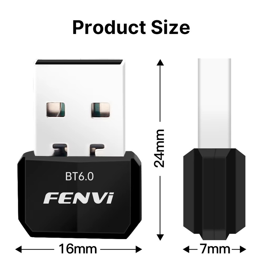 FENVI USB Bluetooth 6.0 Adapter in Schwarz für Lautsprecher, Maus, Tastatur und Audio-Empfang, kompatibel mit Windows 8.1/10/11, ohne Treiber - Bild 6