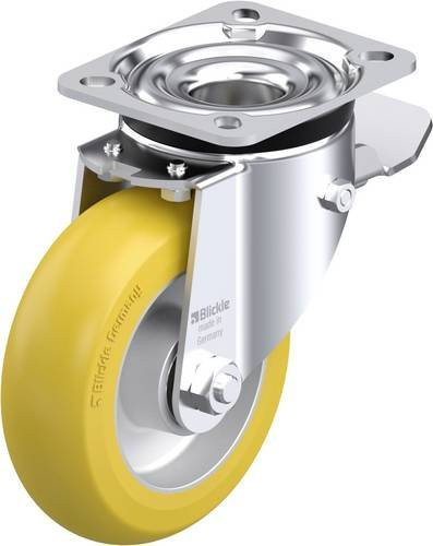 Blickle Stahlblech-Lenkrolle LK-ALTH 125K-1-ST-CO in Silber und Gelb mit 125 mm Rad-Durchmesser und 350 kg Tragfähigkeit - Bild 1