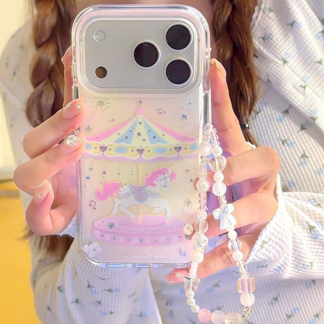 Glänzende Cartoon Handyhülle mit Armband für Apple iPhone 17 16 Pro Max 15 Pro Max 14 13 Blingbling Schutzhülle - Bild 1