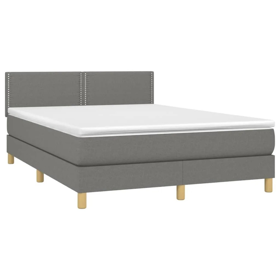 vidaXL Boxspringbett Hybrid mit Matratze und LED-Unterbettbeleuchtung sowie USB-Ladeport, Dunkelgrau, B/T: 140 x 190 cm - Bild 2