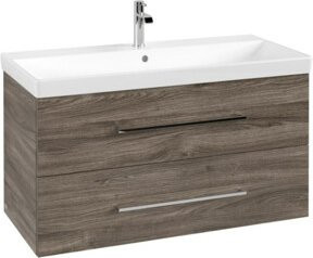 Villeroy & Boch Waschtischunterschrank Avento Wandmontiert, Eiche braun glänzend, B/T/H: 98 x 51,4 x 48,4 cm - Bild 1