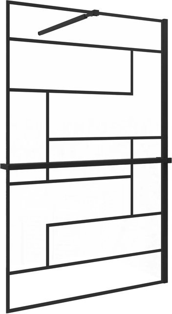 AICA Walk In Duschwand NANO Glas mit Gitter-Dekor in Schwarz, B: 80 cm, H: 200 cm - Bild 1