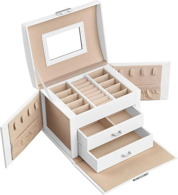 Songmics Schmuckkästchen Bridie mit 3 Ebenen in Weiß-Beige - Bild 1