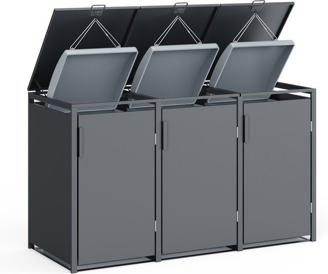 PLATS Mülltonnenbox 3er Set Outdoor Solution, Farbe: Anthrazit, B/T/H: 198,5 x 80 x 116 cm - Bild 1