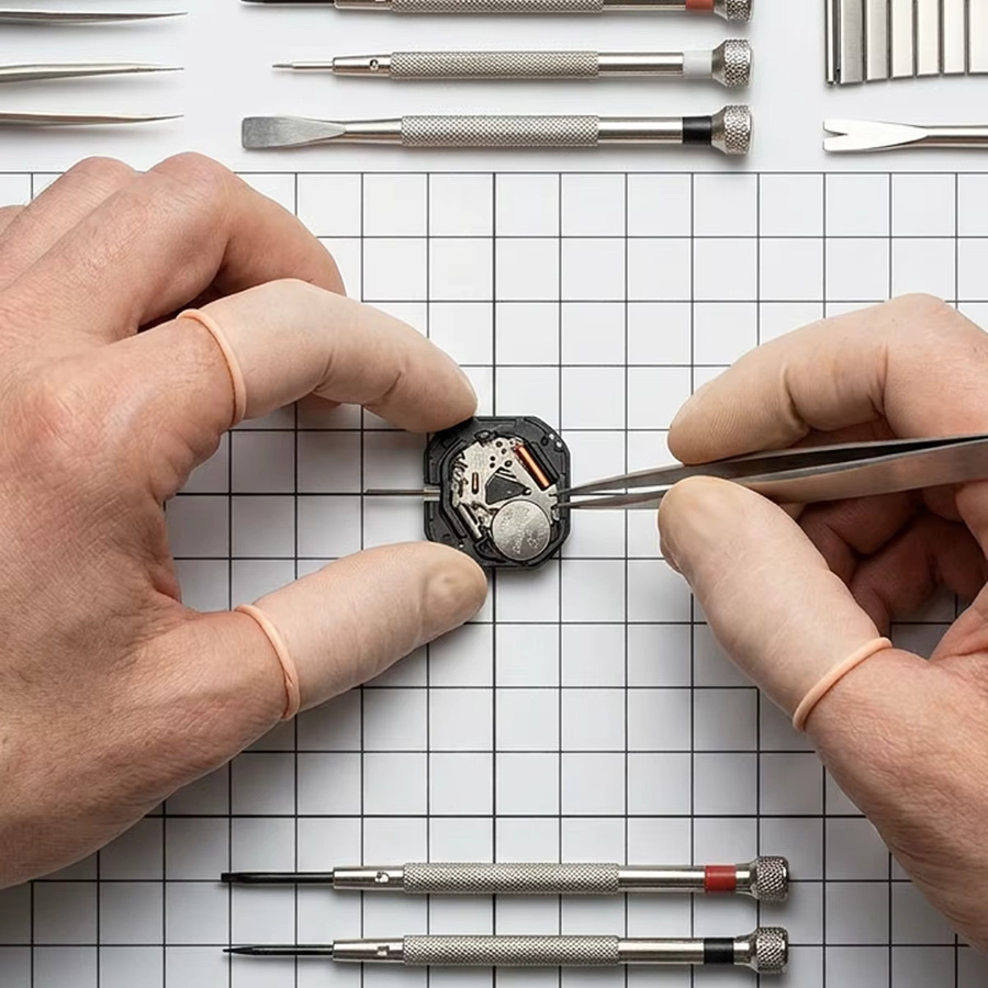 Epson Uhrwerk, Quarzwerk, Metall, Silber, Drei-Zeiger-Kalender - Bild 5