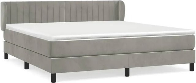 vidaXL Boxspringbett Hybrid mit Matratze und Kopfteil, Hellgrau, B/T/H: 180 x 200 cm, Samt - Bild 1