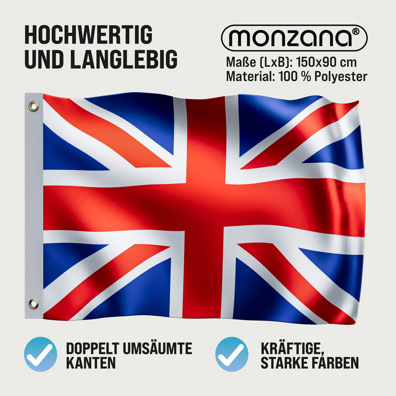 MONZANA Flagge Vereinigtes Königreich UK aus Polyester, B/H: 150 x 90 cm, Multicolor - Bild 2