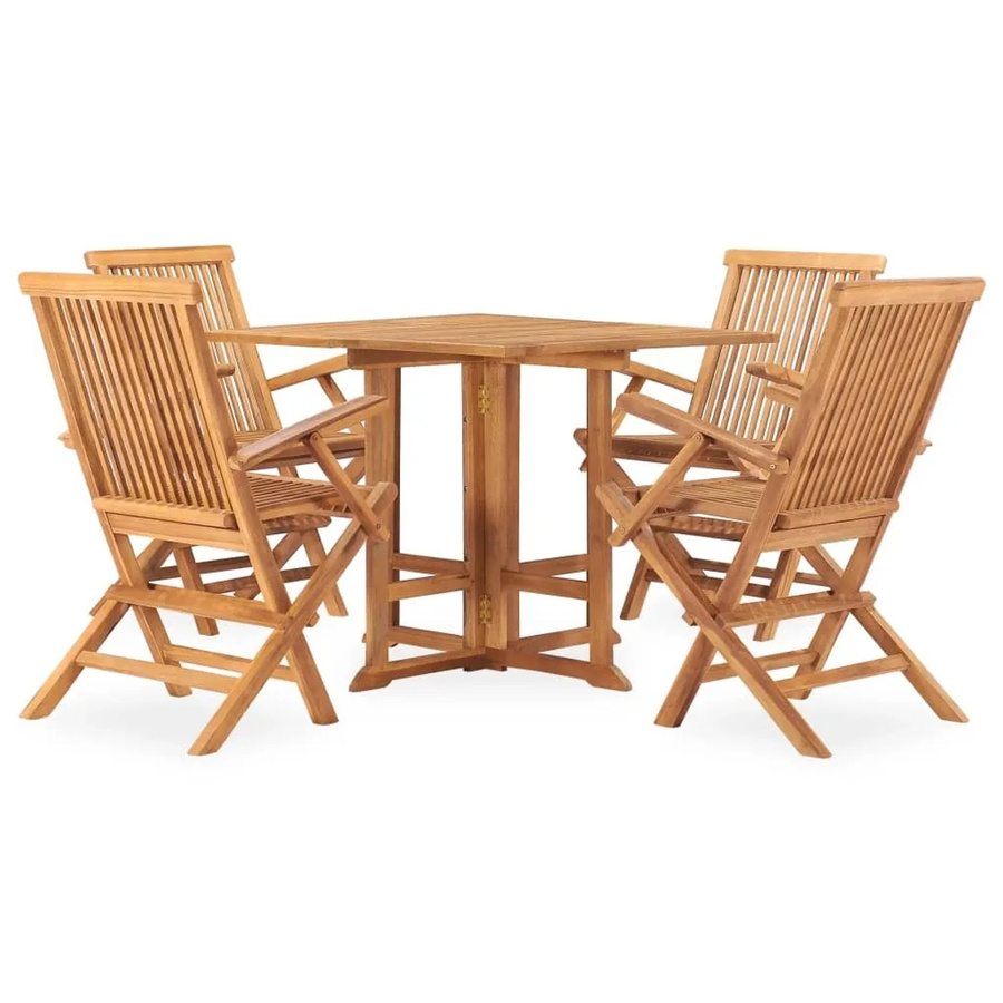 vidaXL 5-tlg Garten-Essgruppe Modell 6 aus Massivholz Teak in Braun mit klappbarem Tisch - Bild 2