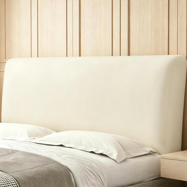 Chongan Bettkopfteilbezug aus elastischem PU-Leder, wasserdicht und ölbeständig, beige, Breite: 120 cm - Bild 1
